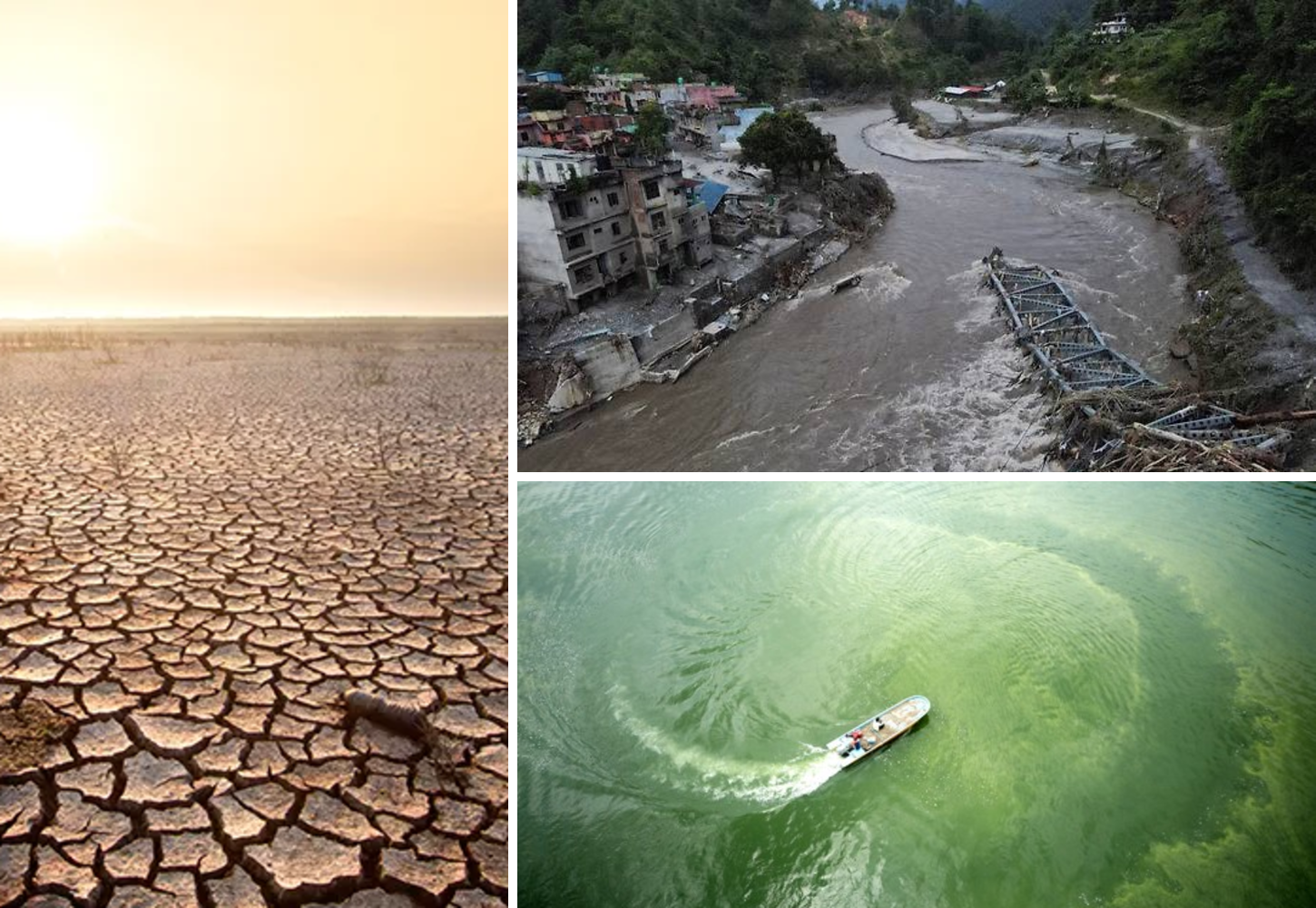Drought, flood damage, and harmful algal bloom